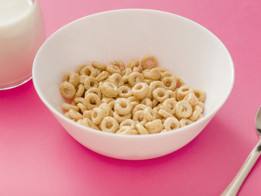 Oat ring cereal prepared for a baby